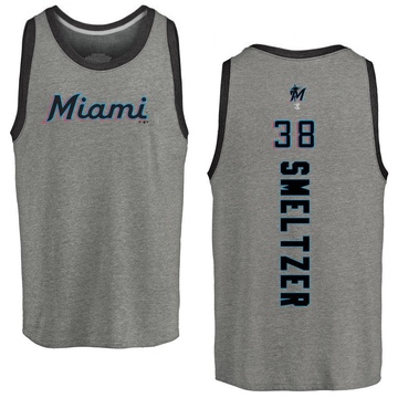 Men's Miami Marlins Devin Smeltzer ＃38 Backer Tank Top Ash