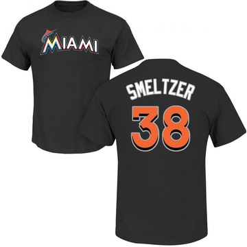 Men's Miami Marlins Devin Smeltzer ＃38 Roster Name & Number T-Shirt - Black