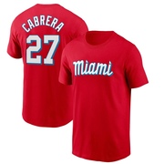 Men's Miami Marlins Edward Cabrera ＃27 City Connect Name & Number T-Shirt - Red