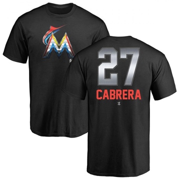 Men's Miami Marlins Edward Cabrera ＃27 Midnight Mascot T-Shirt - Black