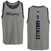 Men's Miami Marlins Erik Gonzalez ＃9 Backer Tank Top Ash