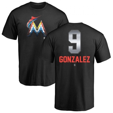 Men's Miami Marlins Erik Gonzalez ＃9 Midnight Mascot T-Shirt - Black