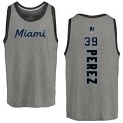 Men's Miami Marlins Eury Perez ＃39 Backer Tank Top Ash