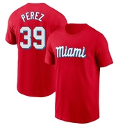 Men's Miami Marlins Eury Perez ＃39 City Connect Name & Number T-Shirt - Red