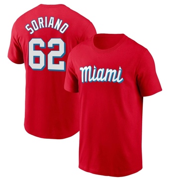 Men's Miami Marlins George Soriano ＃62 City Connect Name & Number T-Shirt - Red