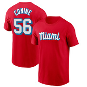 Men's Miami Marlins Griffin Conine ＃56 City Connect Name & Number T-Shirt - Red