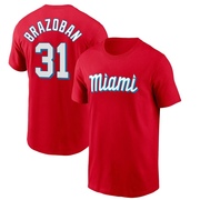 Men's Miami Marlins Huascar Brazoban ＃31 City Connect Name & Number T-Shirt - Red