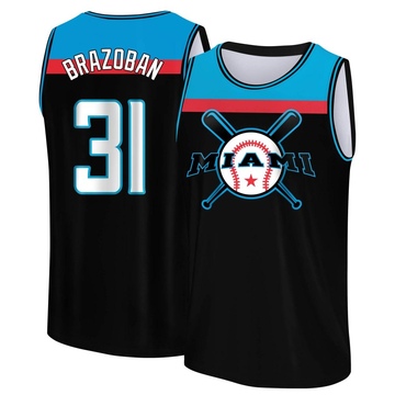 Men's Miami Marlins Huascar Brazoban ＃31 Legend Baseball Tank Top - Black/Blue