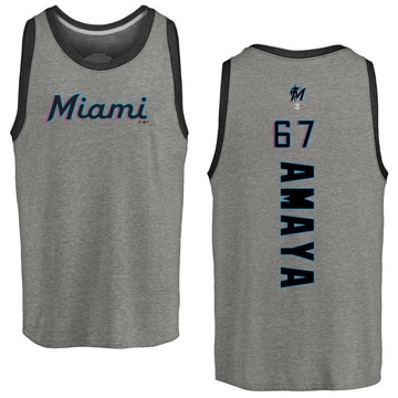 Men's Miami Marlins Jacob Amaya ＃67 Backer Tank Top Ash