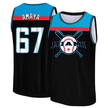 Men's Miami Marlins Jacob Amaya ＃67 Legend Baseball Tank Top - Black/Blue