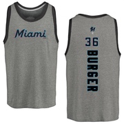 Men's Miami Marlins Jake Burger ＃36 Backer Tank Top Ash