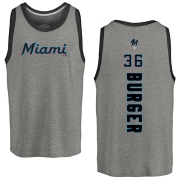 Men's Miami Marlins Jake Burger ＃36 Backer Tank Top Ash