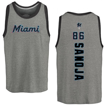 Men's Miami Marlins Javier Sanoja ＃86 Backer Tank Top Ash