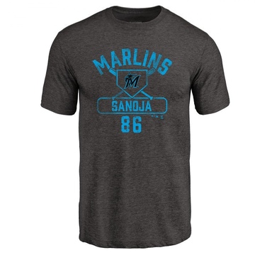 Men's Miami Marlins Javier Sanoja ＃86 Base Runner T-Shirt - Black