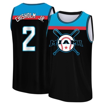 Men's Miami Marlins Jazz Chisholm Jr. ＃2 Legend Baseball Tank Top - Black/Blue