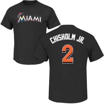 Men's Miami Marlins Jazz Chisholm Jr. ＃2 Roster Name & Number T-Shirt - Black