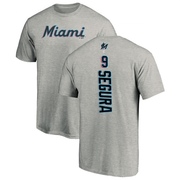 Men's Miami Marlins Jean Segura ＃9 Backer T-Shirt Ash