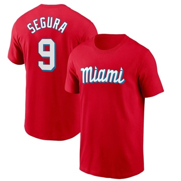 Men's Miami Marlins Jean Segura ＃9 City Connect Name & Number T-Shirt - Red