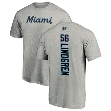 Men's Miami Marlins Jeff Lindgren ＃56 Backer T-Shirt Ash