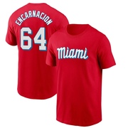 Men's Miami Marlins Jerar Encarnacion ＃64 City Connect Name & Number T-Shirt - Red