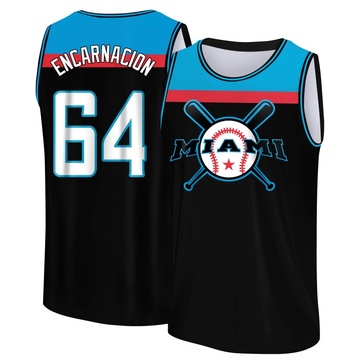 Men's Miami Marlins Jerar Encarnacion ＃64 Legend Baseball Tank Top - Black/Blue