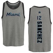 Men's Miami Marlins Jesus Sanchez ＃12 Backer Tank Top Ash