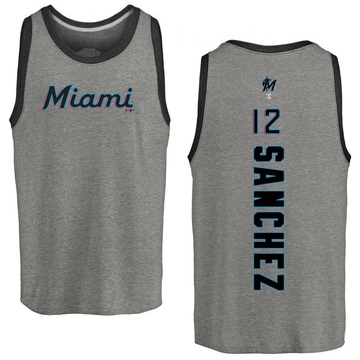 Men's Miami Marlins Jesus Sanchez ＃12 Backer Tank Top Ash