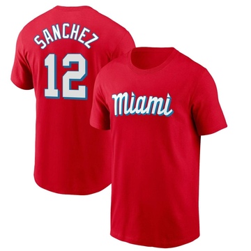 Men's Miami Marlins Jesus Sanchez ＃12 City Connect Name & Number T-Shirt - Red