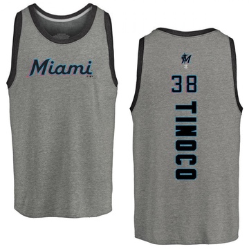 Men's Miami Marlins Jesus Tinoco ＃38 Backer Tank Top Ash