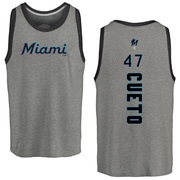 Men's Miami Marlins Johnny Cueto ＃47 Backer Tank Top Ash