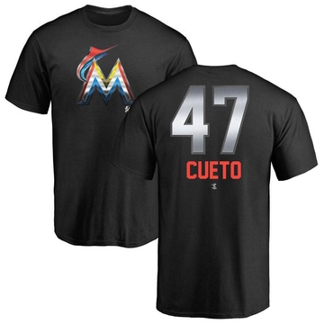 Men's Miami Marlins Johnny Cueto ＃47 Midnight Mascot T-Shirt - Black