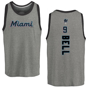 Men's Miami Marlins Josh Bell ＃9 Backer Tank Top Ash