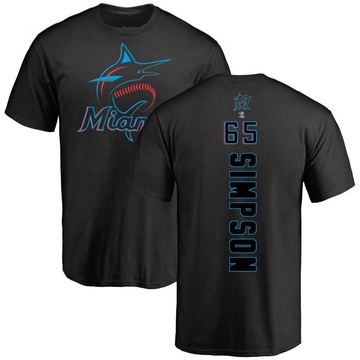 Men's Miami Marlins Josh Simpson ＃65 Backer T-Shirt - Black