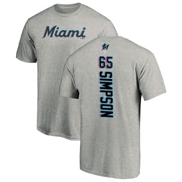 Men's Miami Marlins Josh Simpson ＃65 Backer T-Shirt Ash