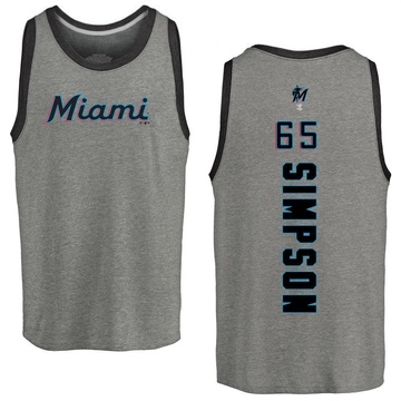 Men's Miami Marlins Josh Simpson ＃65 Backer Tank Top Ash