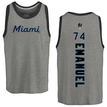 Men's Miami Marlins Kent Emanuel ＃74 Backer Tank Top Ash