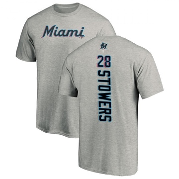 Men's Miami Marlins Kyle Stowers ＃28 Backer T-Shirt Ash