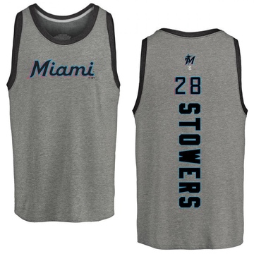 Men's Miami Marlins Kyle Stowers ＃28 Backer Tank Top Ash