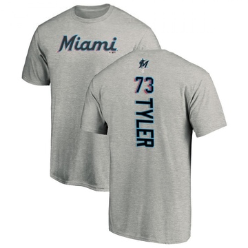 Men's Miami Marlins Kyle Tyler ＃73 Backer T-Shirt Ash