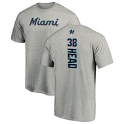 Men's Miami Marlins Louis Head ＃38 Backer T-Shirt Ash