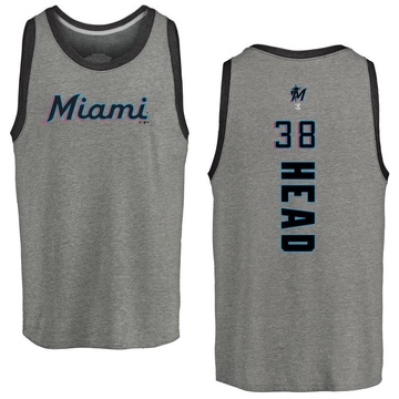 Men's Miami Marlins Louis Head ＃38 Backer Tank Top Ash