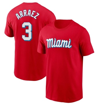 Men's Miami Marlins Luis Arraez ＃3 City Connect Name & Number T-Shirt - Red