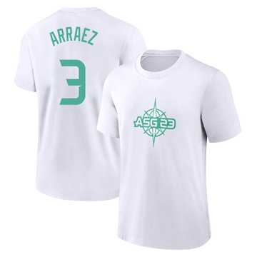 Men's Miami Marlins Luis Arraez ＃3 Game 2023 All-Star Name & Number T-Shirt - White