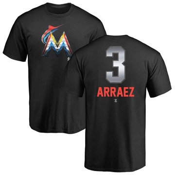 Men's Miami Marlins Luis Arraez ＃3 Midnight Mascot T-Shirt - Black