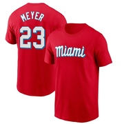 Men's Miami Marlins Max Meyer ＃23 City Connect Name & Number T-Shirt - Red