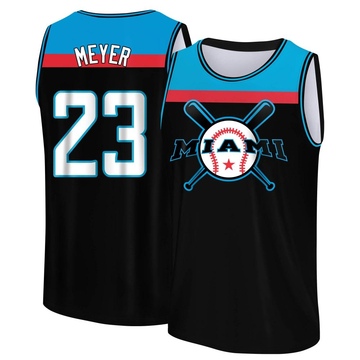 Men's Miami Marlins Max Meyer ＃23 Legend Baseball Tank Top - Black/Blue