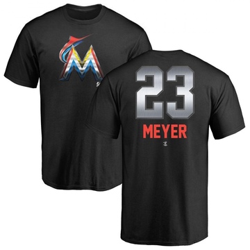 Men's Miami Marlins Max Meyer ＃23 Midnight Mascot T-Shirt - Black