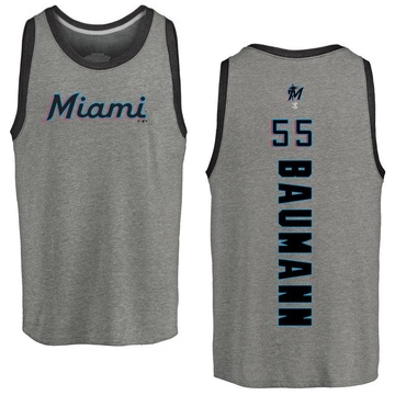 Men's Miami Marlins Mike Baumann ＃55 Backer Tank Top Ash