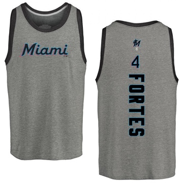 Men's Miami Marlins Nick Fortes ＃4 Backer Tank Top Ash