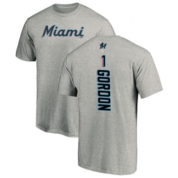 Men's Miami Marlins Nick Gordon ＃1 Backer T-Shirt Ash